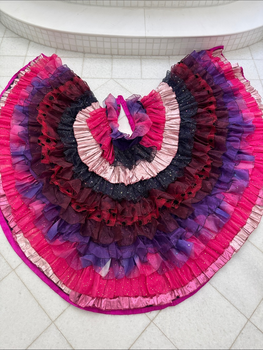 Fuchsia Multi-Tier Ruffled women party skirt - Picture 2 of 7